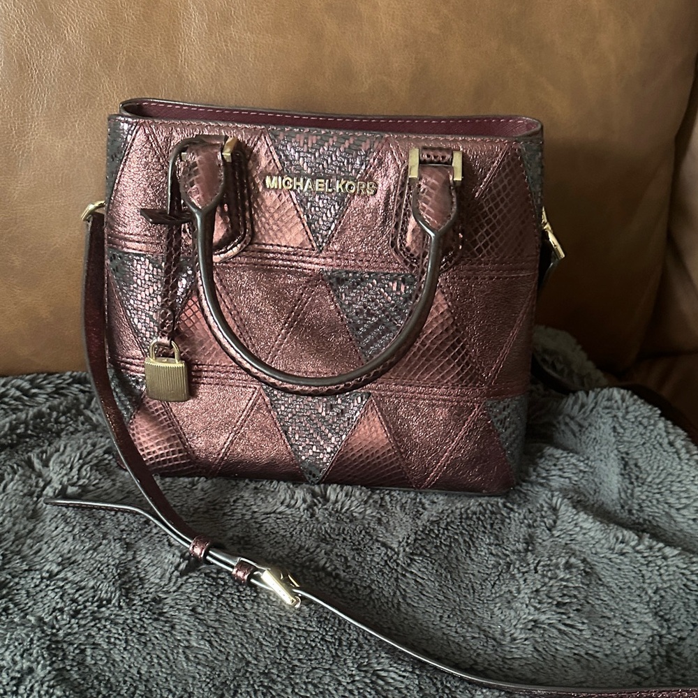 Michael Kors Metallic Burgundy Crossbody